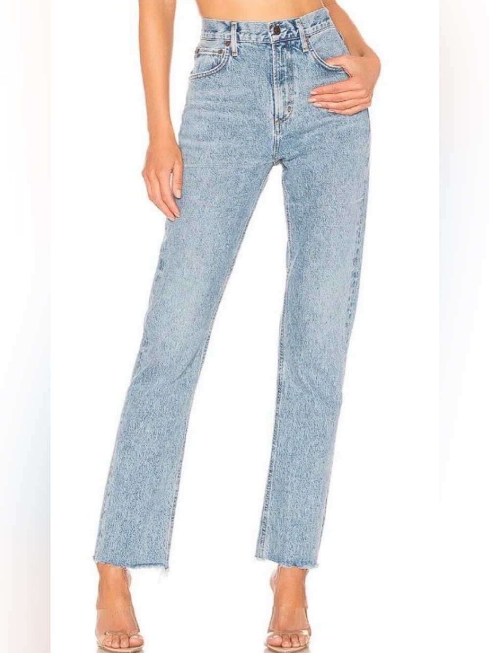 Agolde cherie high rise straight raw hem jeans size 28